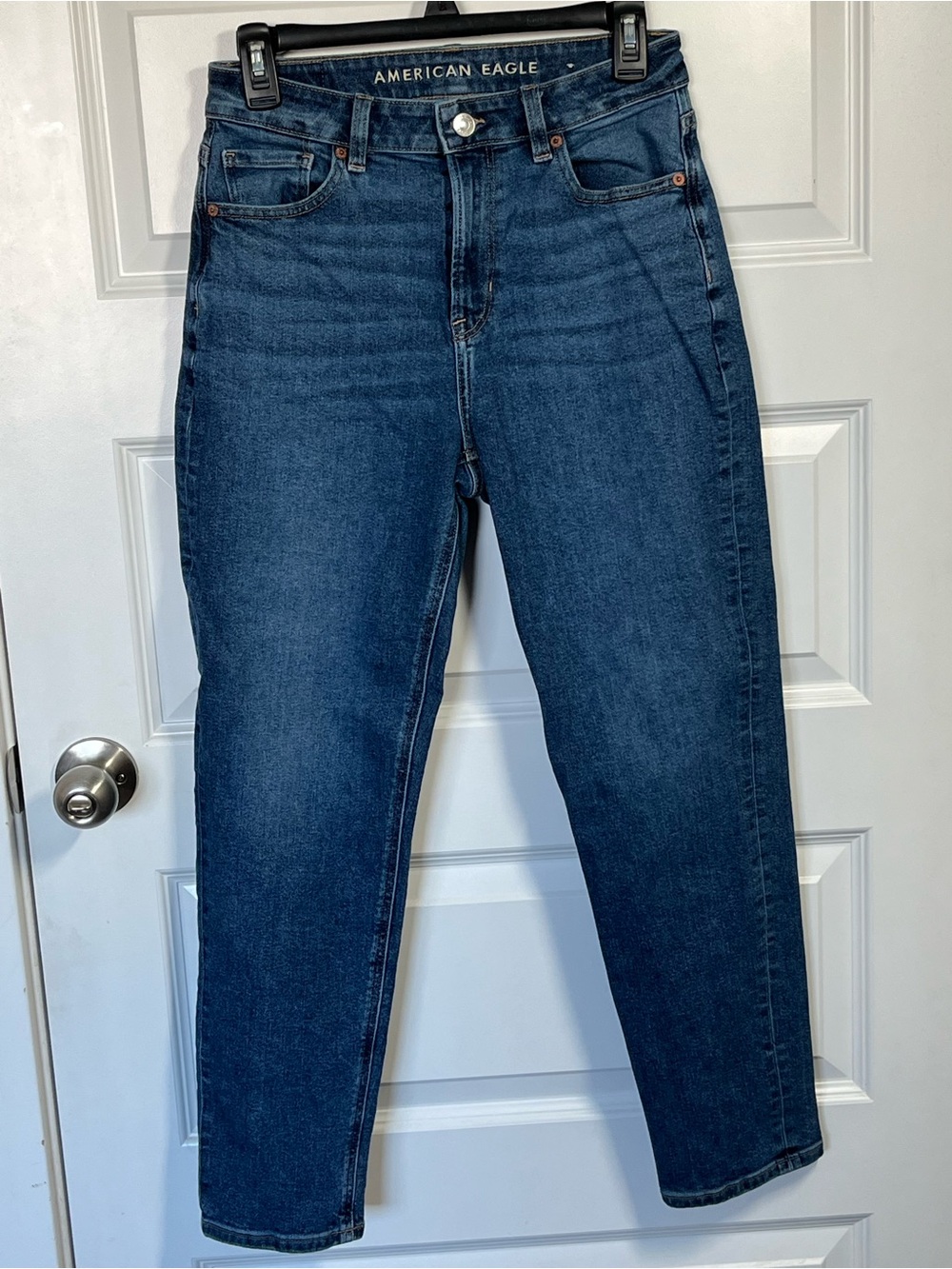American Eagle Mom Jeans Size 4 High Rise Stretch Denim Blue Jeans